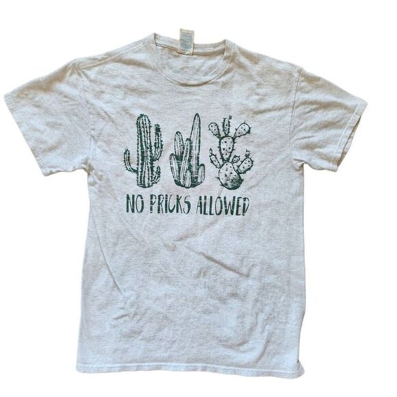 Delta Pro Weight No Pricks Allowed grey t-shirt Adult M cactus funny comedy tee - Picture 1 of 6